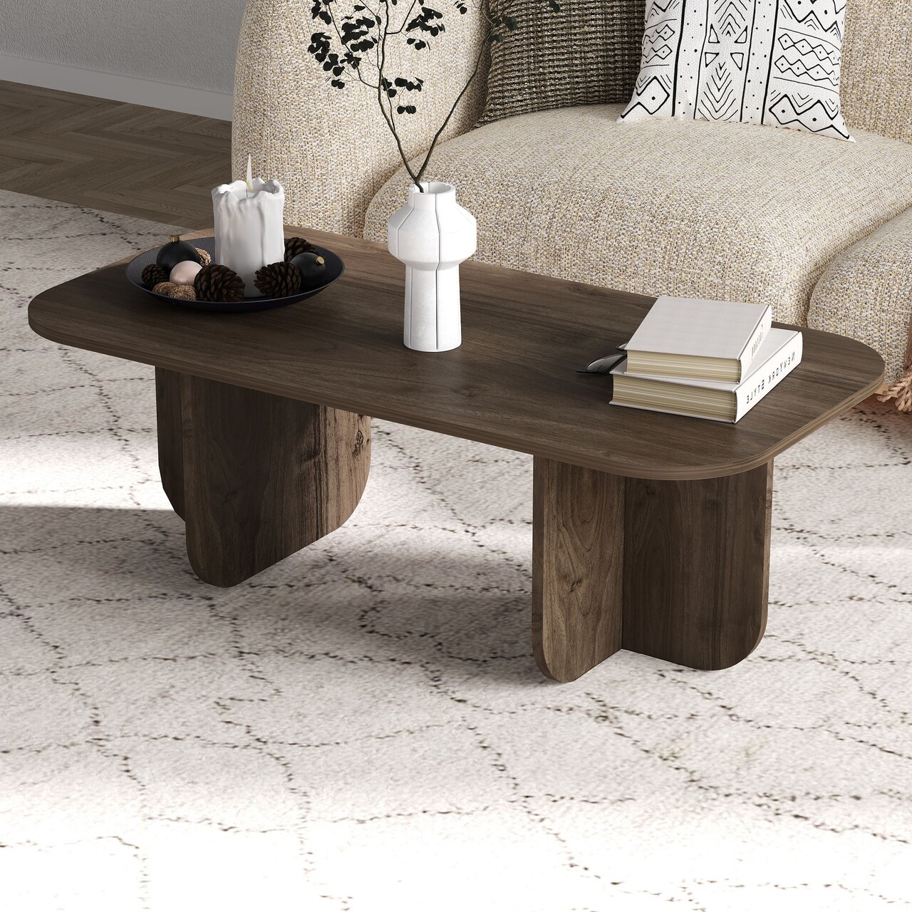 Masuta de cafea, Hanah Home, Becaj, 120x41.4x60 cm, Maro - imagine 7